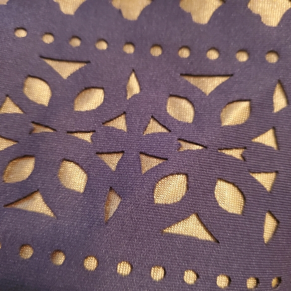 Navy and Gold Eyelet Pleated Short Skirt - Picture 2 of 5